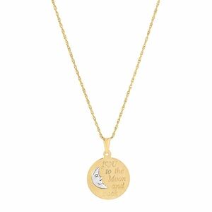 BFJ 10K Gold Round Moon Disk with "I Love You To The Moon and Back" Pendant